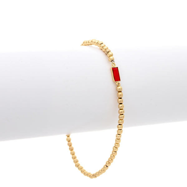Ruby CZ Polished Charm Stretch Bracelet&nbsp;