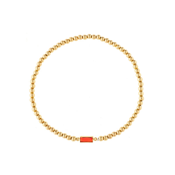 Ruby CZ Polished Charm Stretch Bracelet&nbsp;