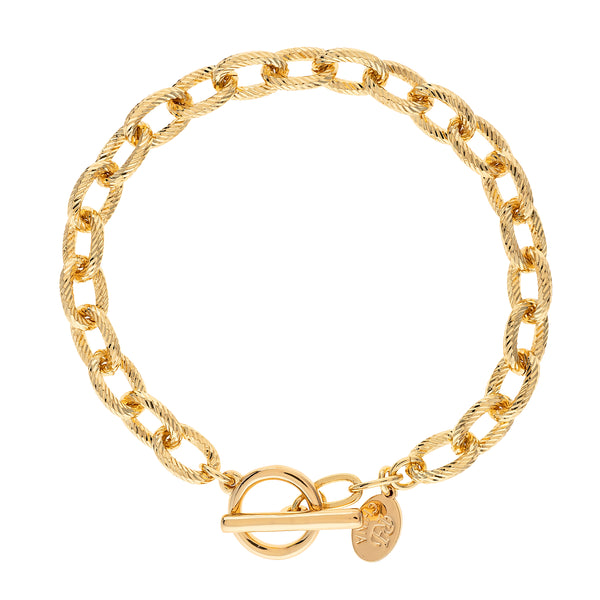 Textured Rolo Chain Bracelet with Toggle Clasp
