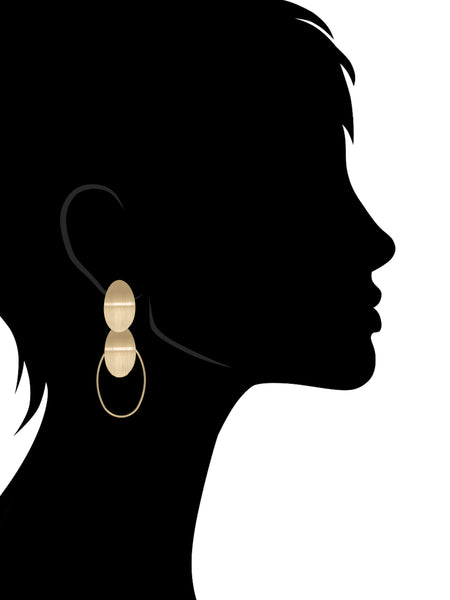 Concave Oval Disc Dangle Earrings