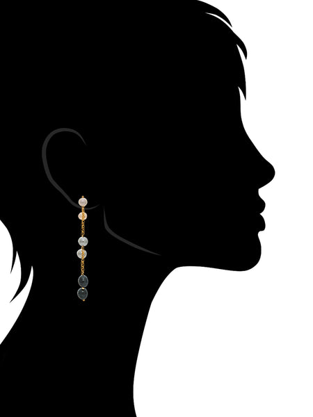 Front-Back Linear Pearl Drop Earrings