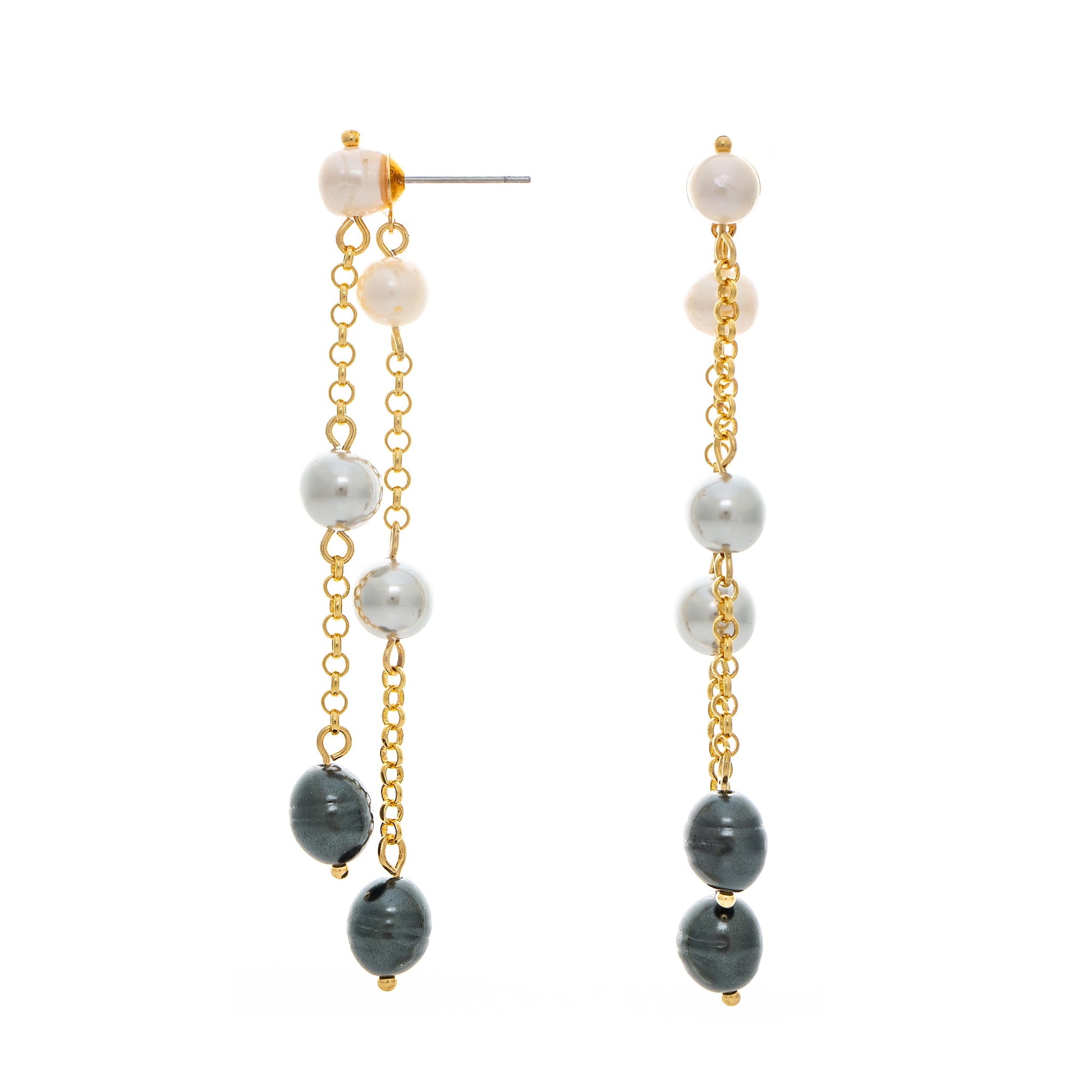 Front-Back Linear Pearl Drop Earrings