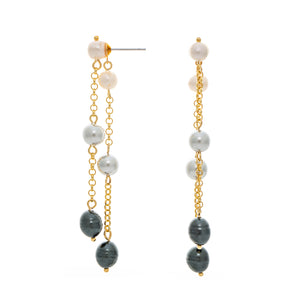 Front-Back Linear Pearl Drop Earrings