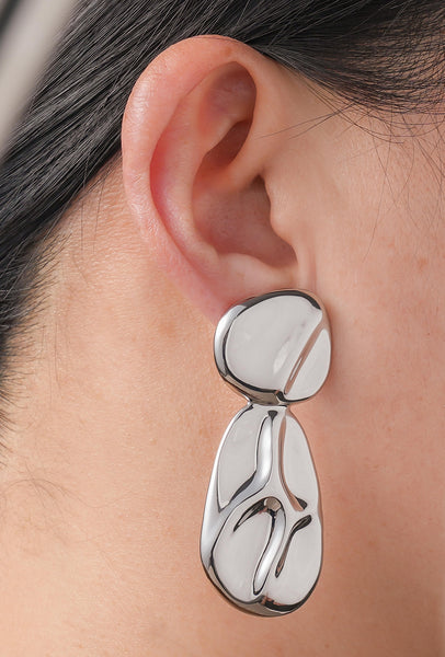 Rhodium Polished Statement Earring