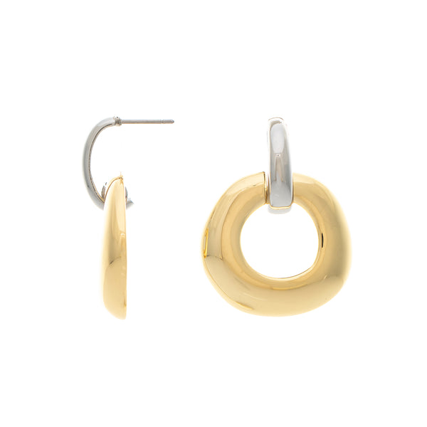Two Tone Front Facing Hoop Earrings