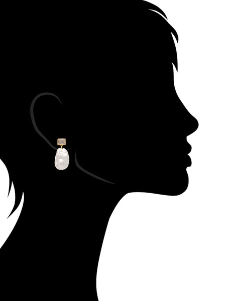 Imitation Freshwater Pearl and CZ Drop Earring