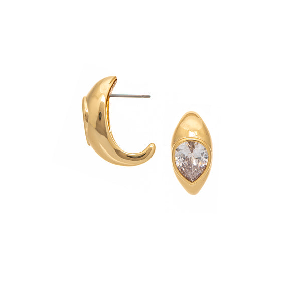 Pear CZ Huggie Hoop Earrings&nbsp;