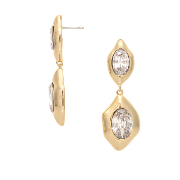 Geometric Double Drop CZ Earrings