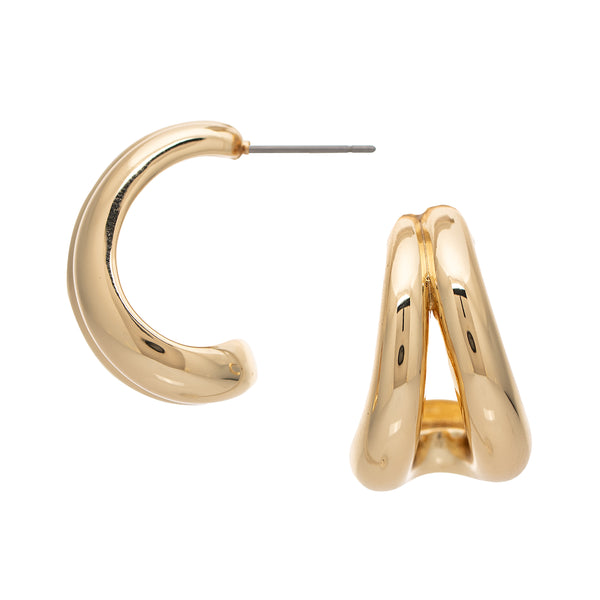 Polished Puff Hoop Earrings