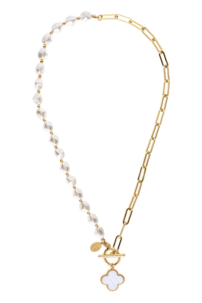 Half Pearl Chain Necklace