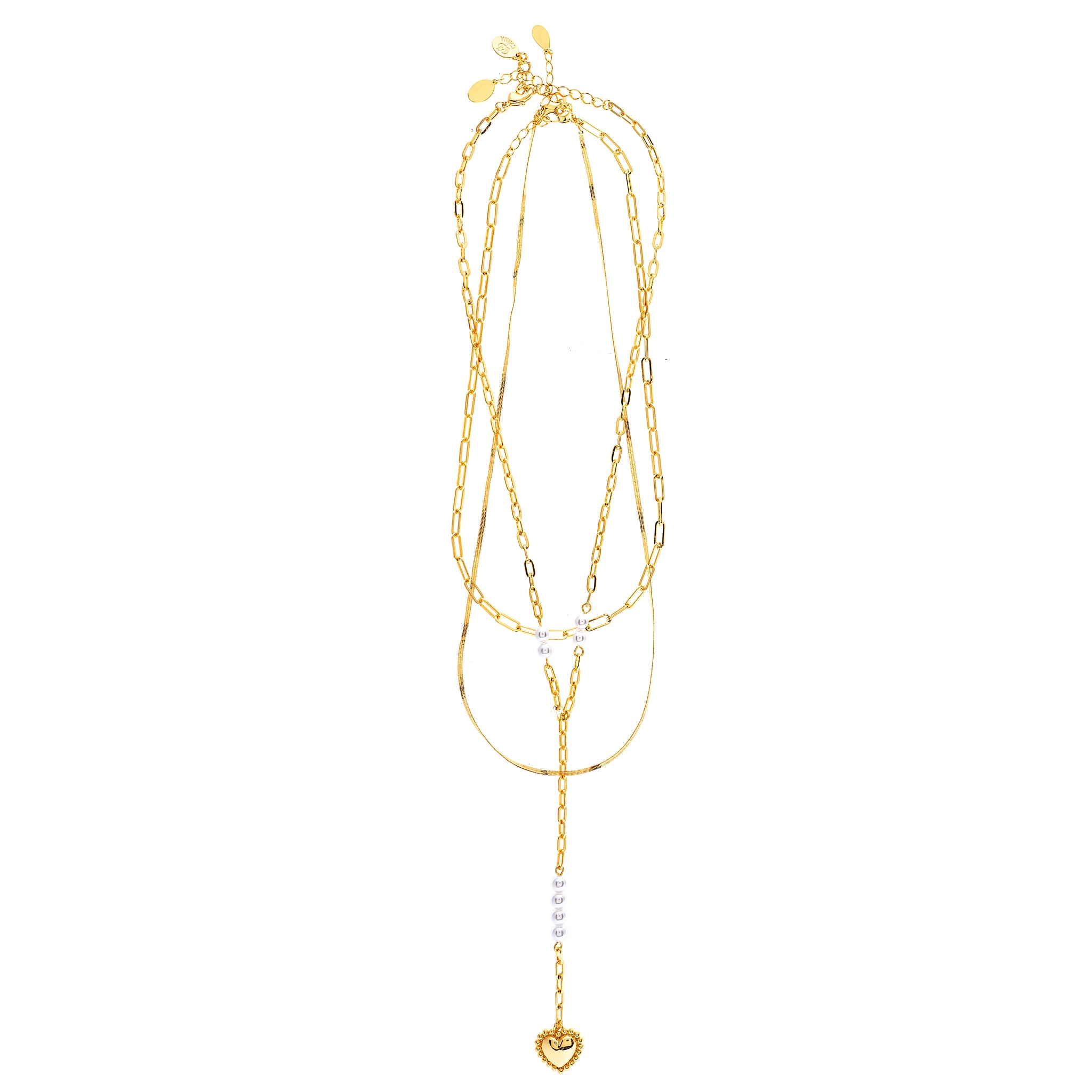 Layered Pearl Chain Necklace Set