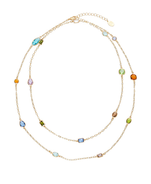 Long Multi Color CZ Strand Necklace
