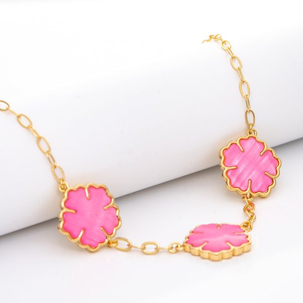 Pink Triple Flower Station Pendant