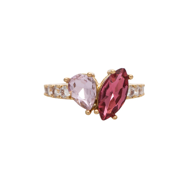 Pink Pear and Marquise Cubic Zirconia Statement Ring