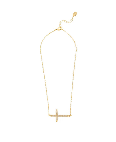 Pavé Horizontal Cross Pendant