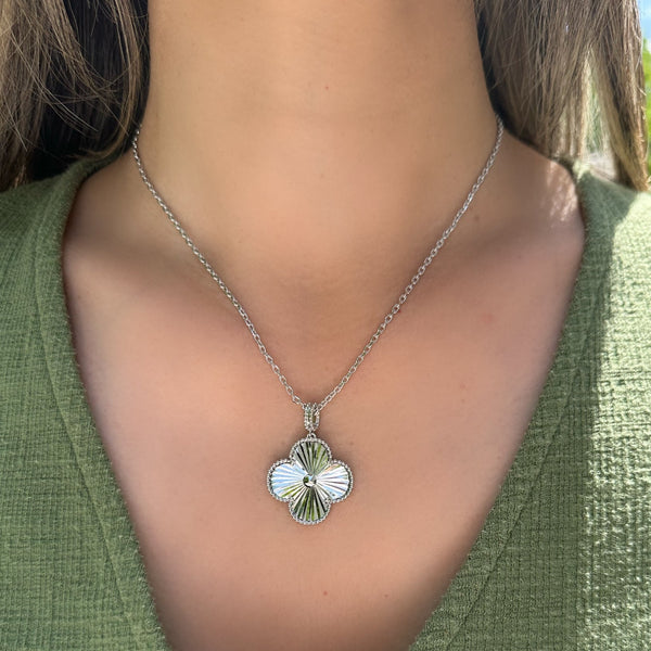 Rhodium Polished Clover Pendant