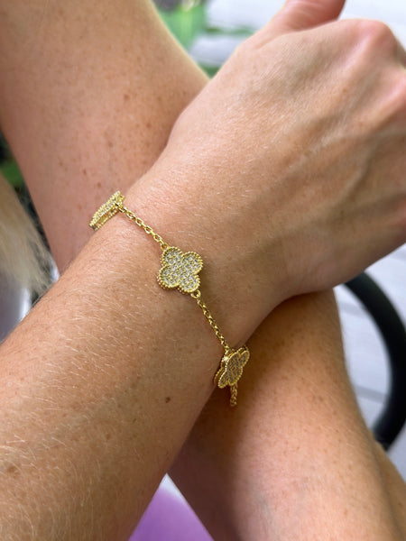 Pavé Clover Station Bracelet