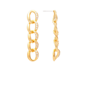 Chain Link + Cubic Zirconia Dangle Earrings