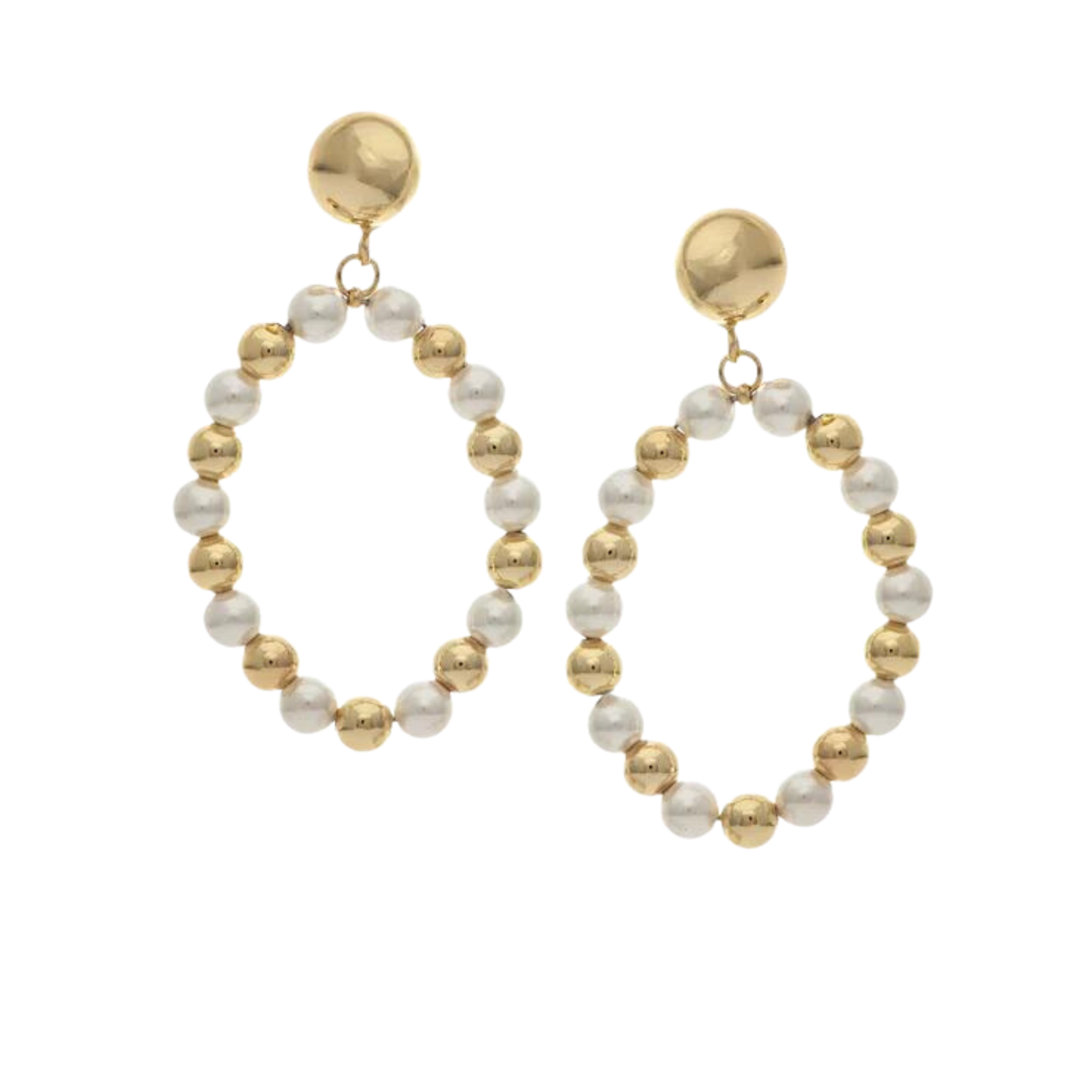 Pearl + Polished Bead Drop Earrings