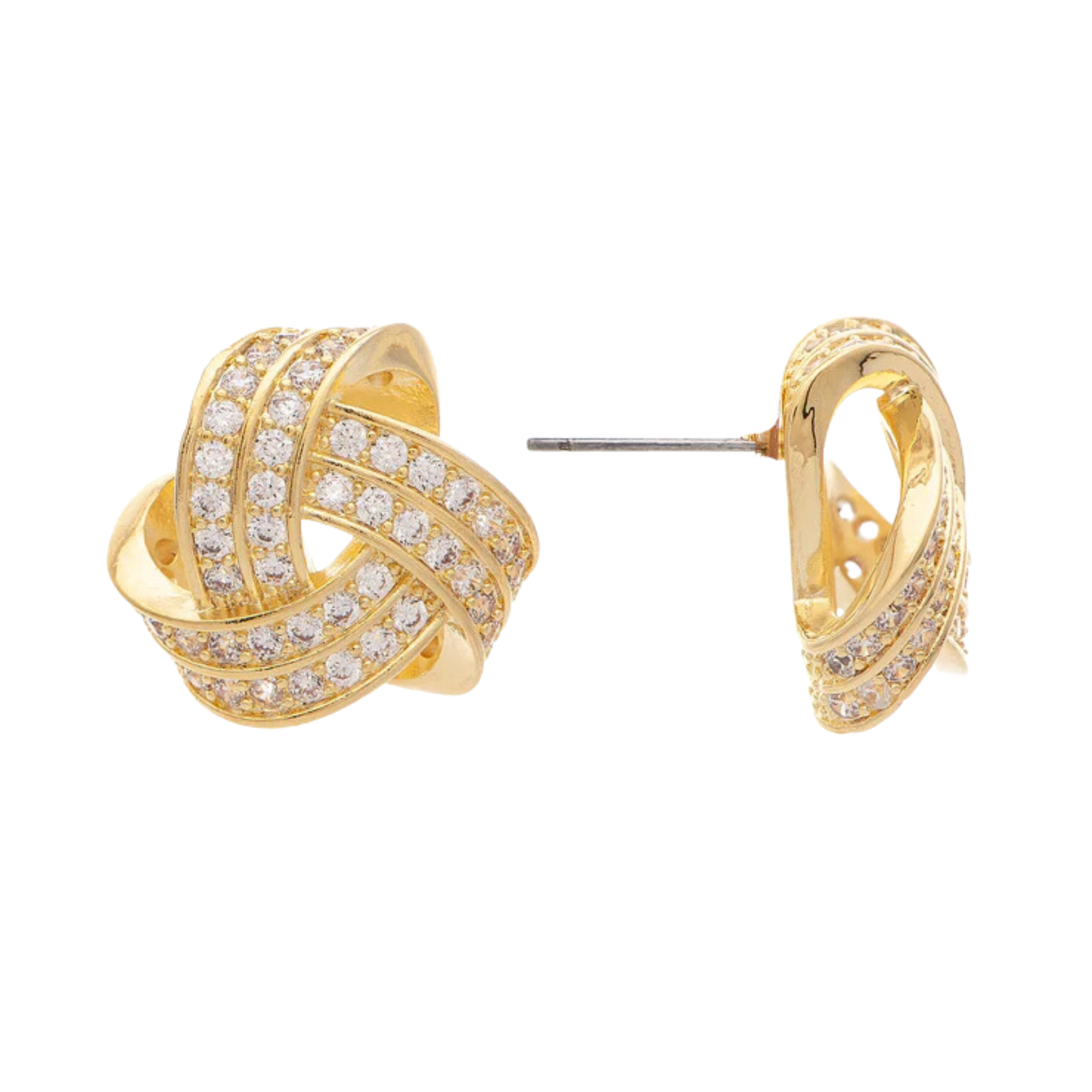 Cubic Zirconia Encrusted Knot Stud Earrings