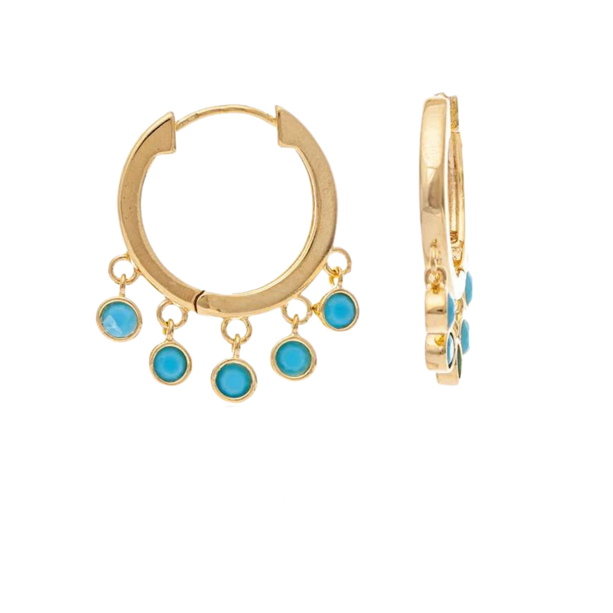 Turquoise Crystal Dangle Hoop Earrings – Rivka Friedman Jewelry