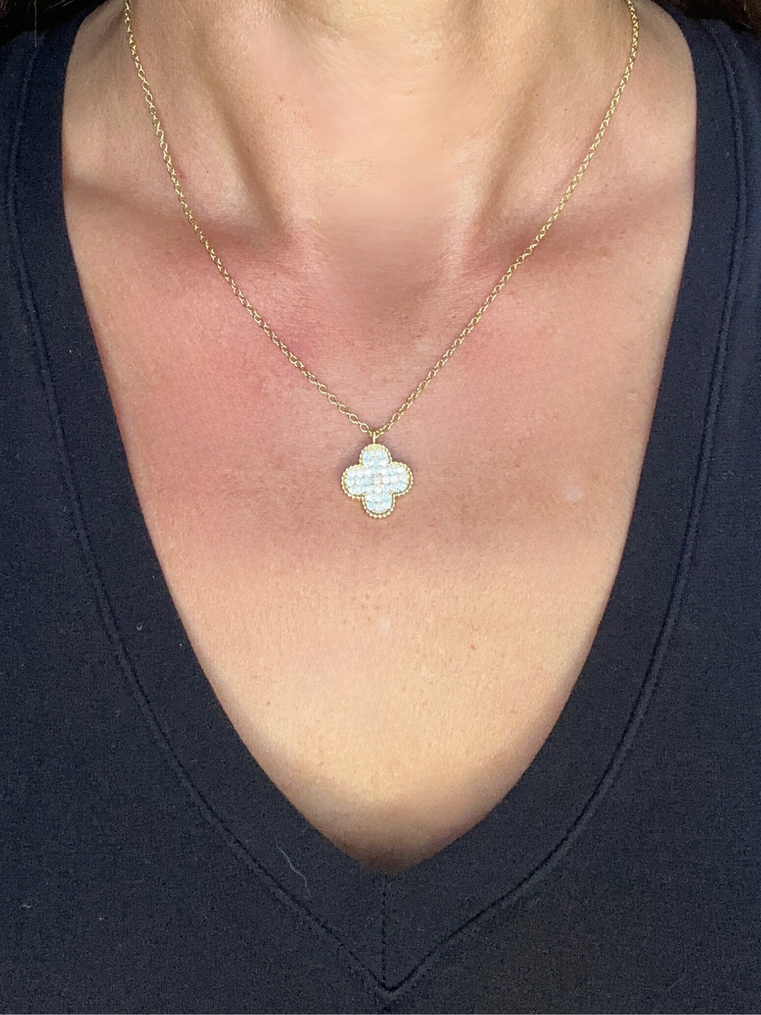 Pavé Flower Necklace – Rivka Friedman Jewelry