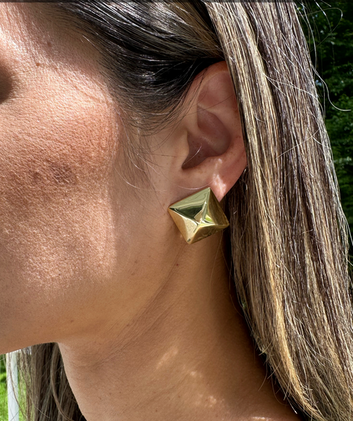 Polished Pyramid Stud Earrings