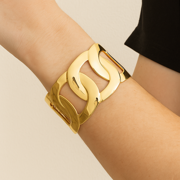 Curb Link Open Bangle Bracelet
