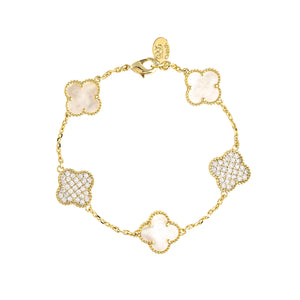 Pavé + Mother of Pearl Flower Station Bracelet