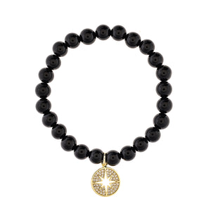 Onyx Beaded Bracelet with Starburst Charm