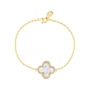 Mother of Pearl CZ Single Flower Bracelet