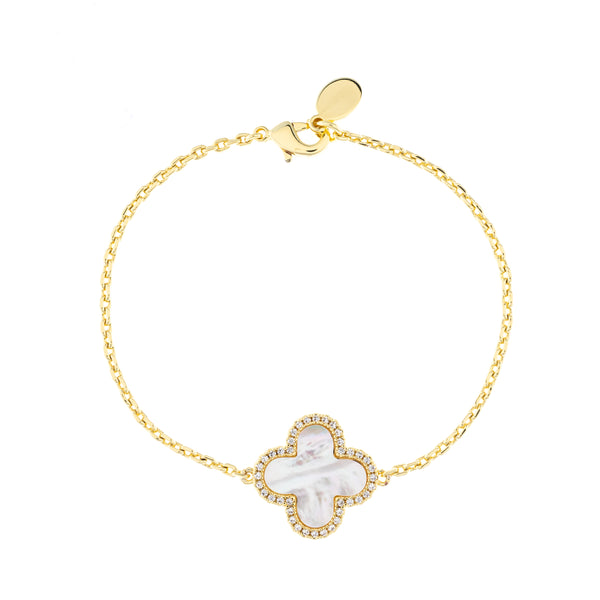 Mother of Pearl CZ Single Flower Bracelet