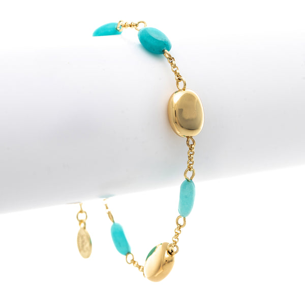 Gold and Turquoise Bead Bracelet