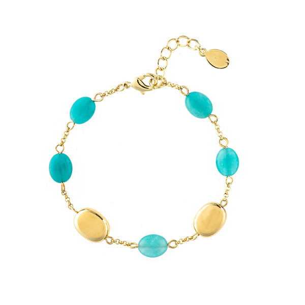 Gold and Turquoise Bead Bracelet