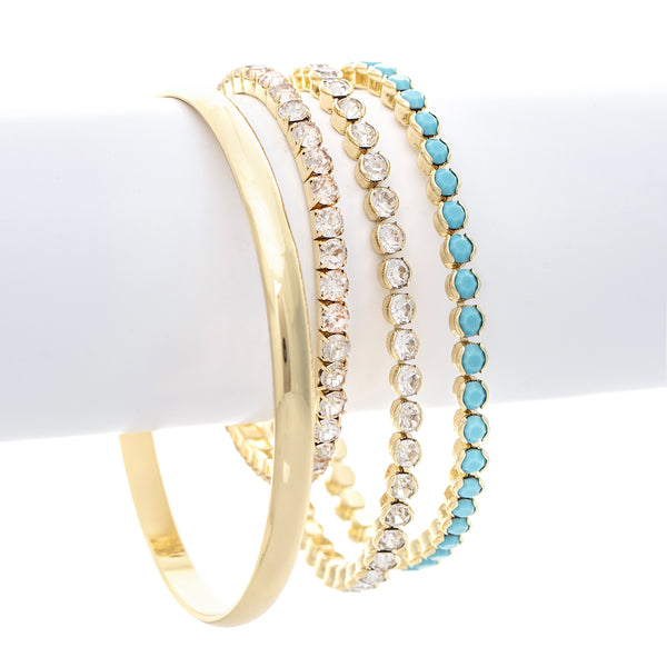 Set of Bracelets with Turquoise and CZ accents