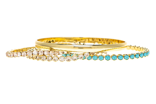Set of Bracelets with Turquoise and CZ accents