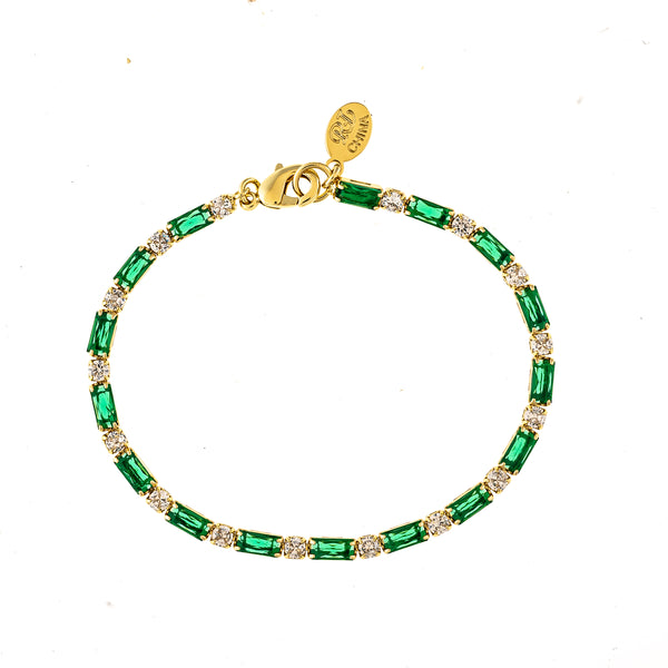 Emerald and Clear CZ Tennis Style Bracelet