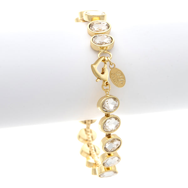 Bezel Set Oval CZ Line Bracelet