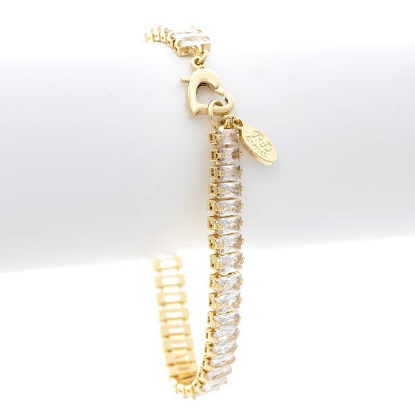 Clear Rectangle Cubic Zirconia Tennis Line Bracelet