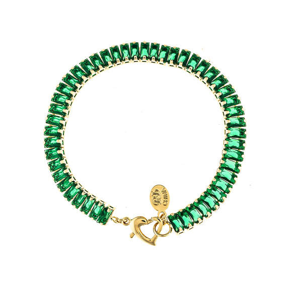 Emerald Green Rectangle Cubic Zirconia Tennis Line Bracelet