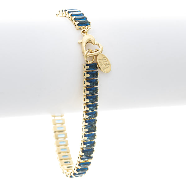 Sapphire Blue Rectangle Cubic Zirconia Tennis Line Bracelet