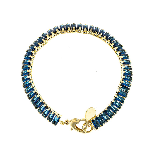 Sapphire Blue Rectangle Cubic Zirconia Tennis Line Bracelet