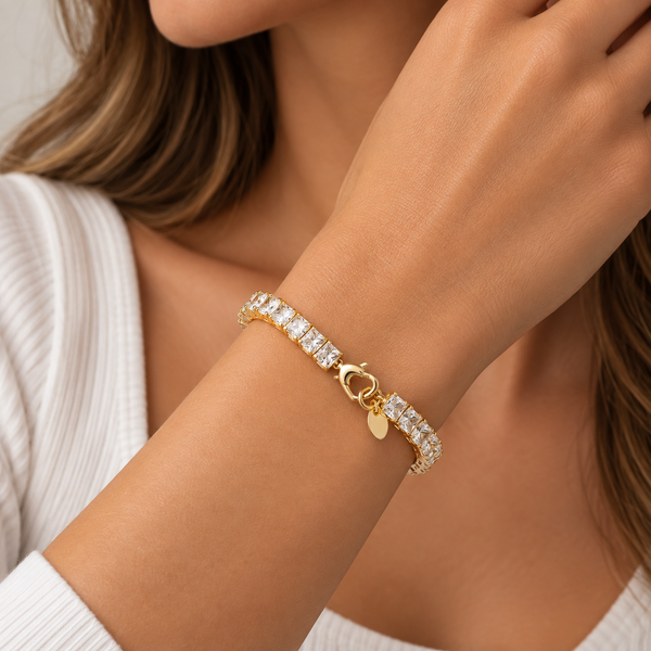 Clear Emerald Cut CZ Tennis Bracelet