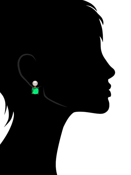 Pearl + Emerald Drop Earring