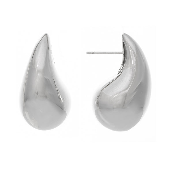 Rhodium Polished Teardrop Earrings