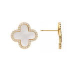 Mother of Pearl + Cubic Zirconia Flower Stud Earrings