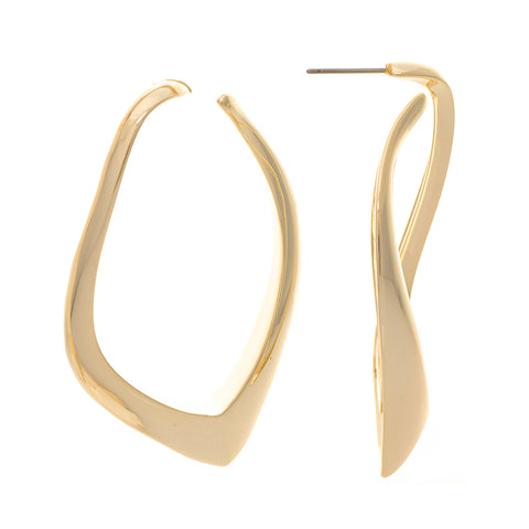 Polished Organic Wavy Hoop Earrings