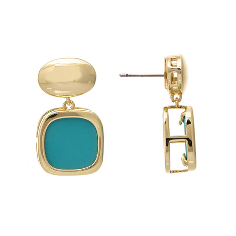 Turquoise Bezel Drop Earring