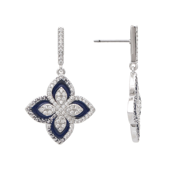 Pavé Flower Enamel Earring