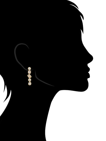 Bezel Set CZ Line Drop Earrings